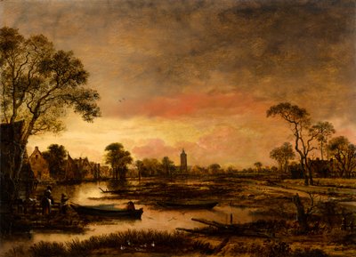 Rivierlandschap door Aert van der Neer